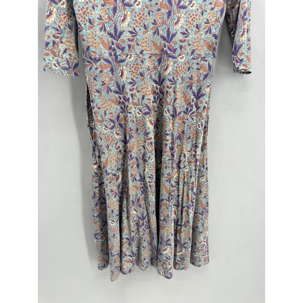 Peruvian Connection Tuscan Floral Dress Bluestone Maxi Small Boho Cottagecore - Picture 9 of 12